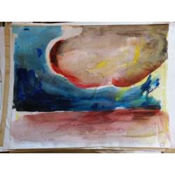 Abstract aquarel onbekende kunstenaar