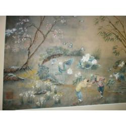 Chinese handgeschilderd gesigneerd aquarel