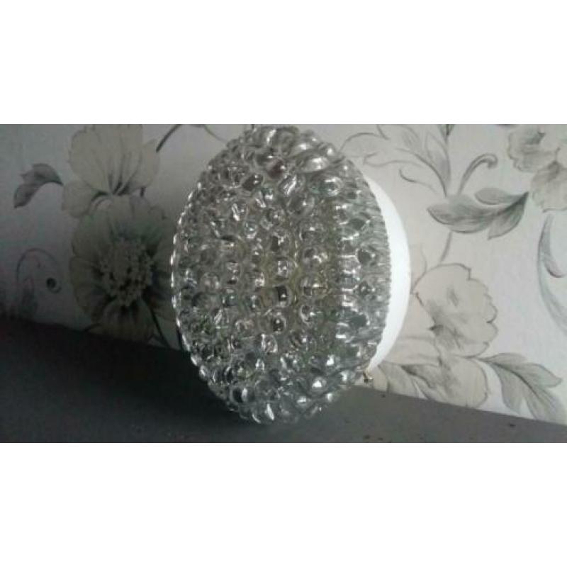 Vintage retro plafonniere plafondlamp wandlamp glas jaren 60