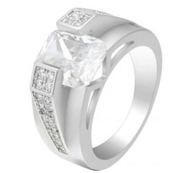 18K witgoud vergulde ring met blauwe met witte zirkonen