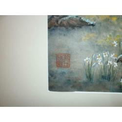 Chinese handgeschilderd gesigneerd aquarel