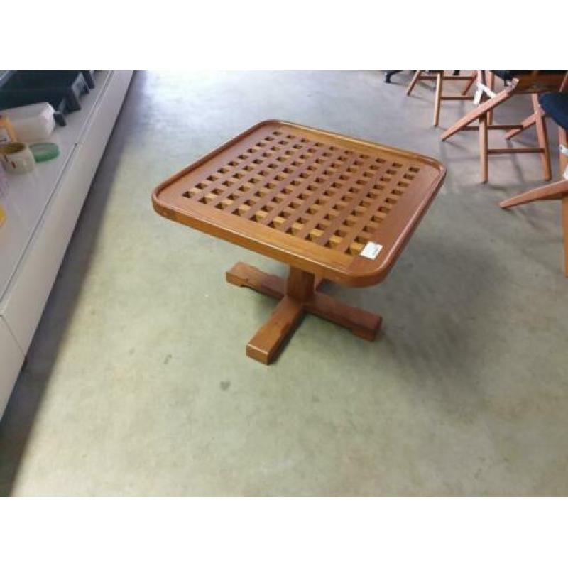 Blokrooster tafel teak