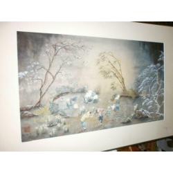 Chinese handgeschilderd gesigneerd aquarel