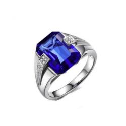 18K witgoud vergulde ring met blauwe met witte zirkonen