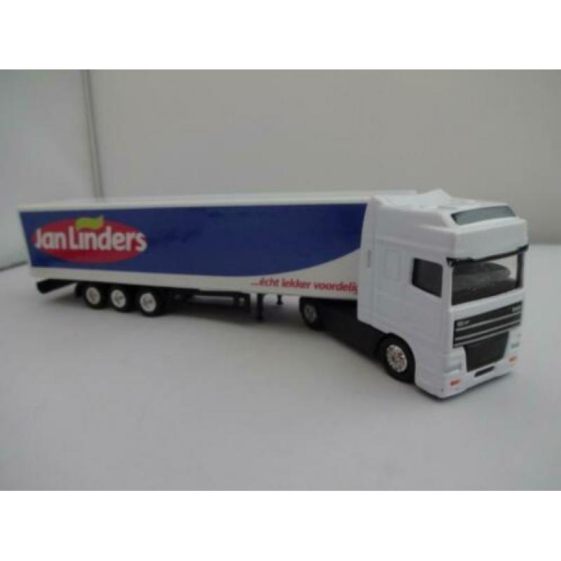 3 x DAF 95 vrachtautos met oplegger JAN LINDERS-MARS-HE 1/87
