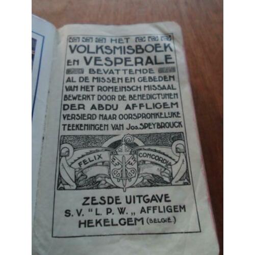 Te koop het Volksmisboek en Vesperale uitgave A.