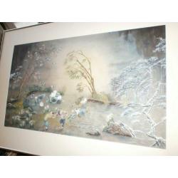 Chinese handgeschilderd gesigneerd aquarel