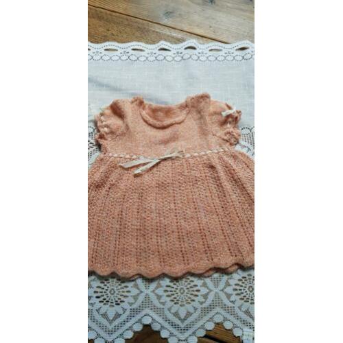 Lief zalmroze babyjurkje jaren 60/70 brocante