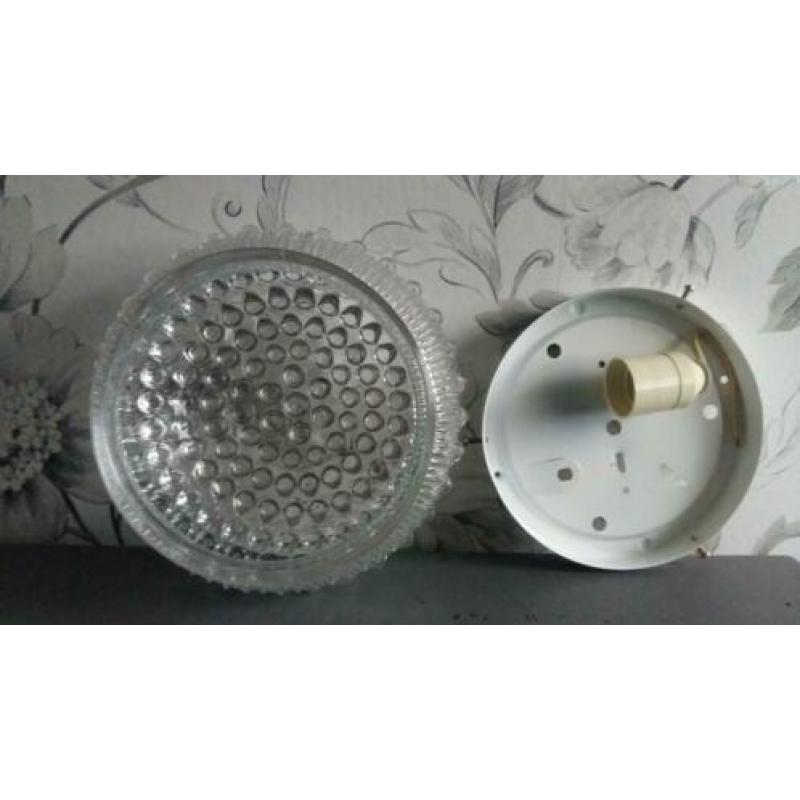 Vintage retro plafonniere plafondlamp wandlamp glas jaren 60