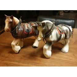 antiek, clydesdale paarden, porseleinen paard
