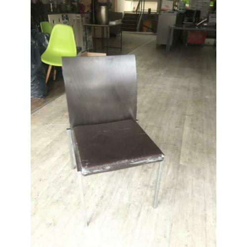 Eetkamer stoel BRUNNER bruin met chroom