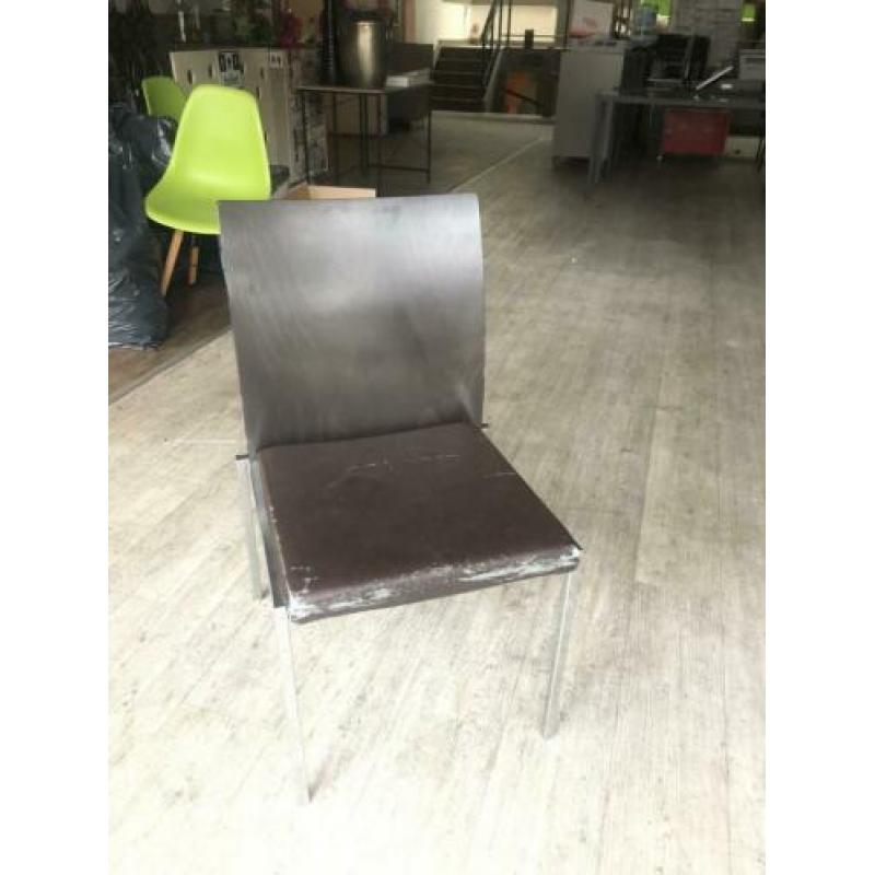 Eetkamer stoel BRUNNER bruin met chroom