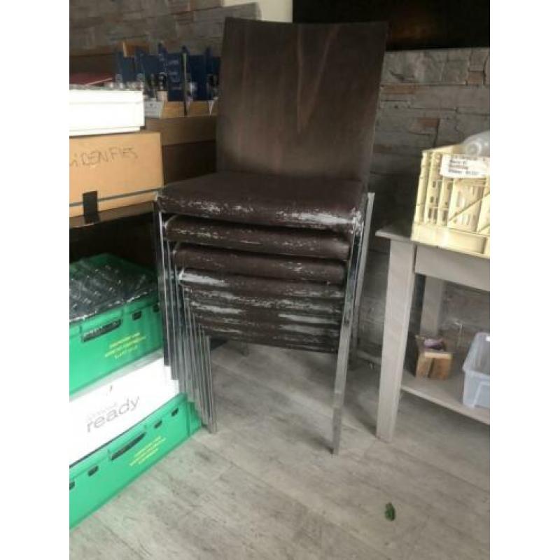 Eetkamer stoel BRUNNER bruin met chroom