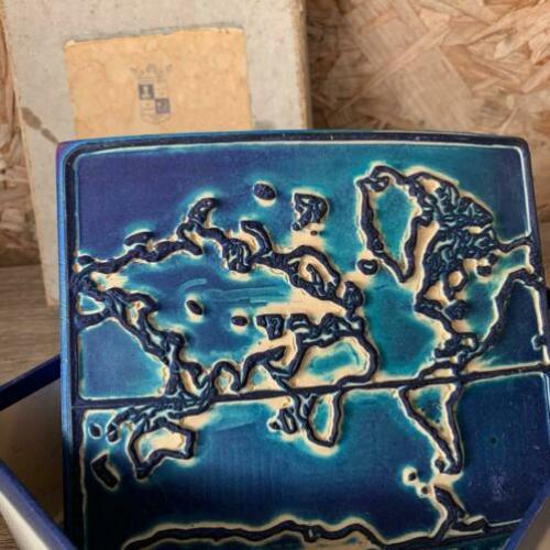 Landkaart stempel Wereld vintage schoolstempel