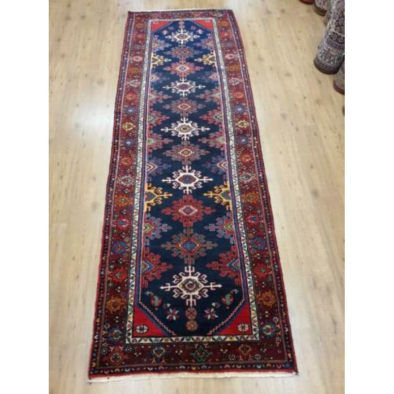 Vintage handgeknoopt perzisch tapijt loper 315x103
