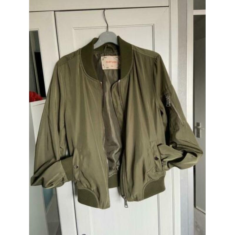 Zomer jas- groen- bomber look- bomberjas maat s 36