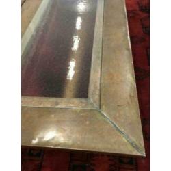 245.57* Industriele salontafel hout koper glas 220:80