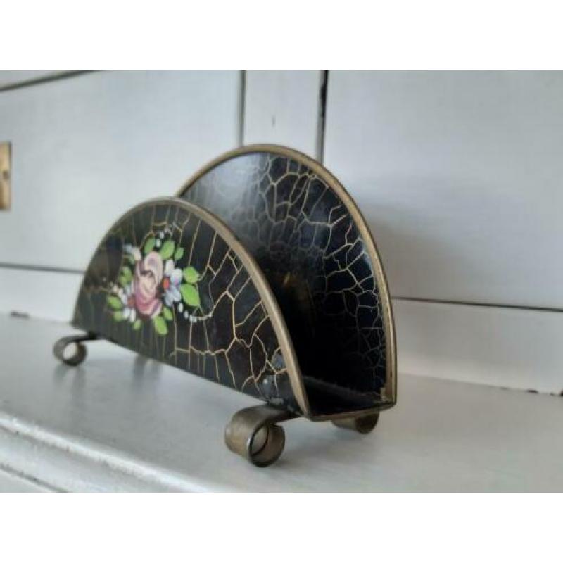 Brievenhouder met roos. Vintage.