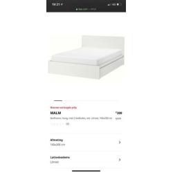 Ikea Malm bed 160x200 met twee lades en Morgedal matras