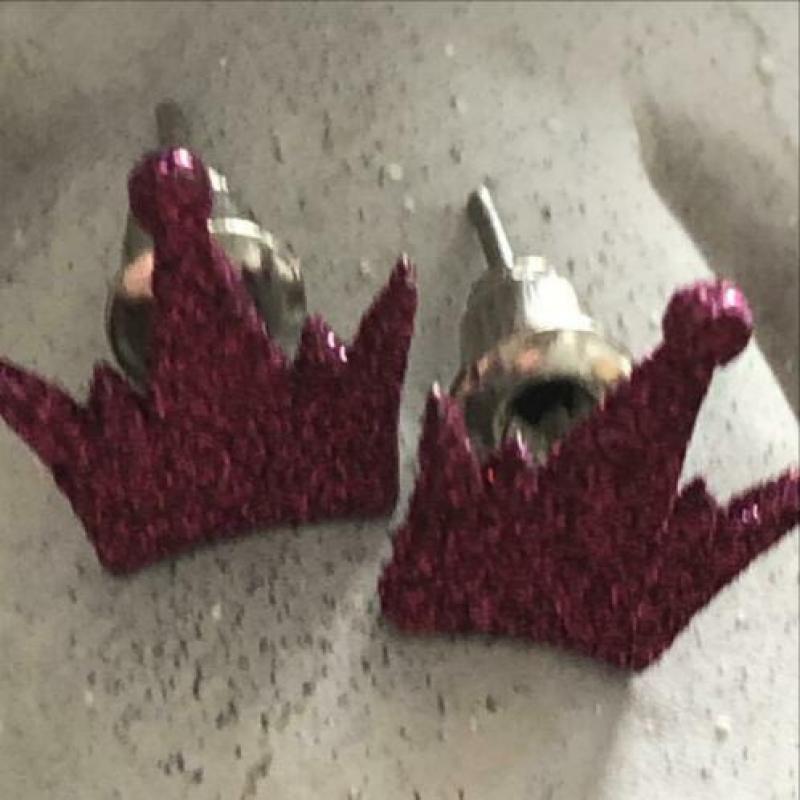 Nieuw roze glitter kroon oorbellen
