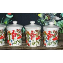 6 Retro kruidenpotjes keramiek potjes vintage (1211)