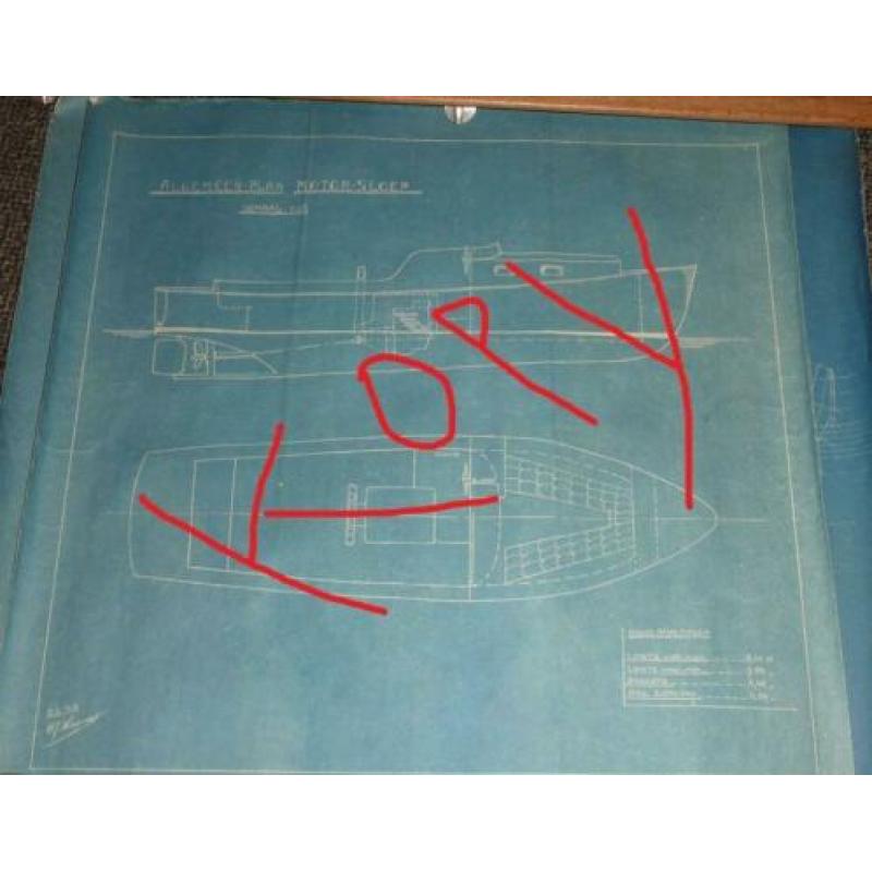 Blauwdrukken sloep 1948 (algemeen plan motor- sloep) H.J. K