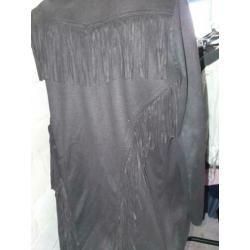 Lang vest, jasje met franjes, COSTES donkerblauw XXL