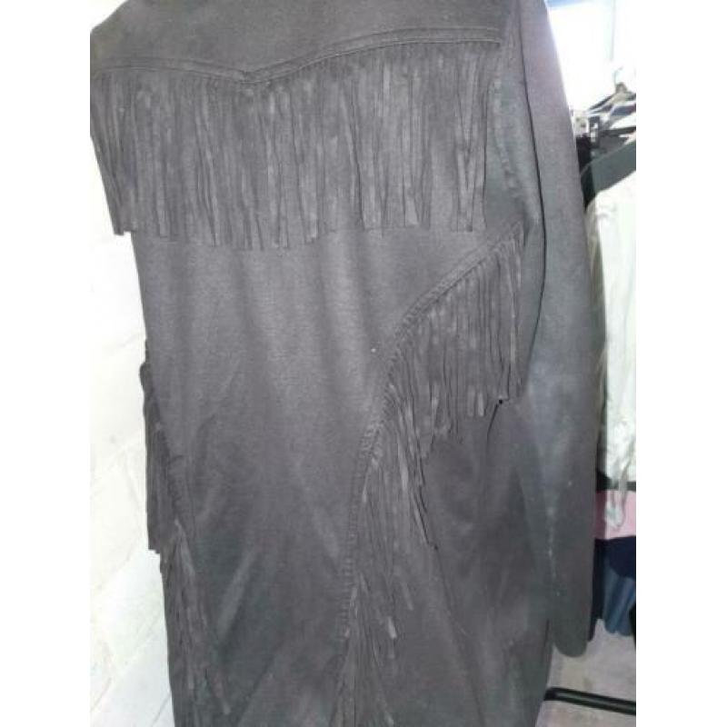 Lang vest, jasje met franjes, COSTES donkerblauw XXL