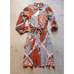 Oranje/Wit/Zwart TUNIEK Blouse JURK Miss Etam Coll M/L nieuw