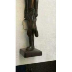 Prachtig houten Afrikaans groot beeld met vogel, 40 cm