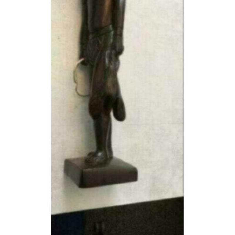 Prachtig houten Afrikaans groot beeld met vogel, 40 cm
