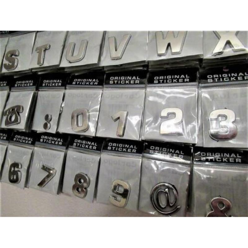 3-D Chrome DIY Letters en Cijfers voor auto..alle doeleinden