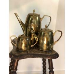 Vintage antieke messing thee en koffie stel