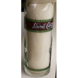 Glazen Coca Cola schenkkan groen / rode band glas en lood ef
