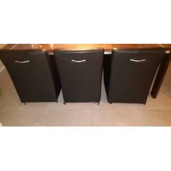 6 leren fauteuils op wieltjes