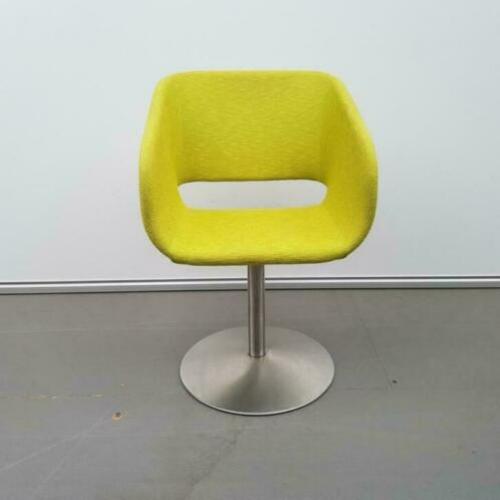 Luxe design fauteuils op verchroomde kolompoot- limegroen