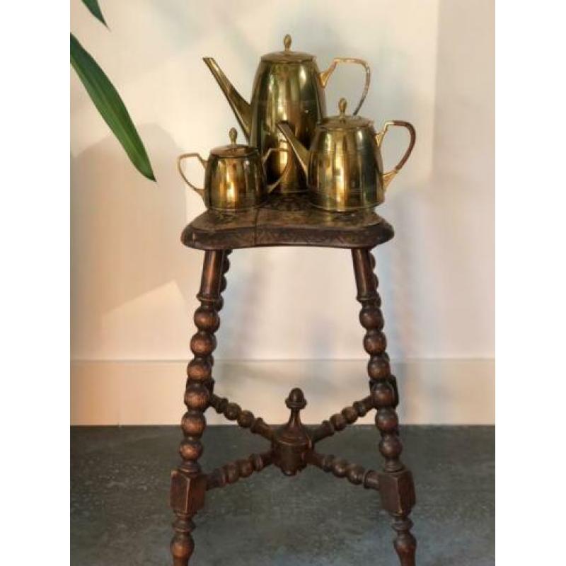 Vintage antieke messing thee en koffie stel
