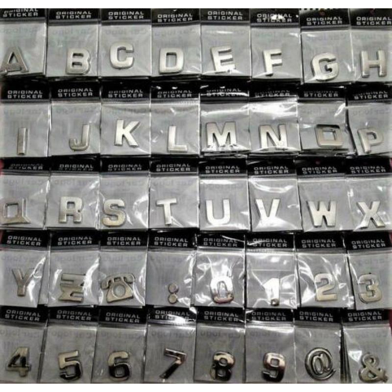 3-D Chrome DIY Letters en Cijfers voor auto..alle doeleinden