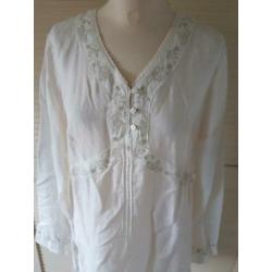 YESSICA 40 Linnen witte TUNIEK met borduursels voor 10 euro