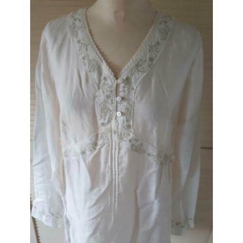 YESSICA 40 Linnen witte TUNIEK met borduursels voor 10 euro