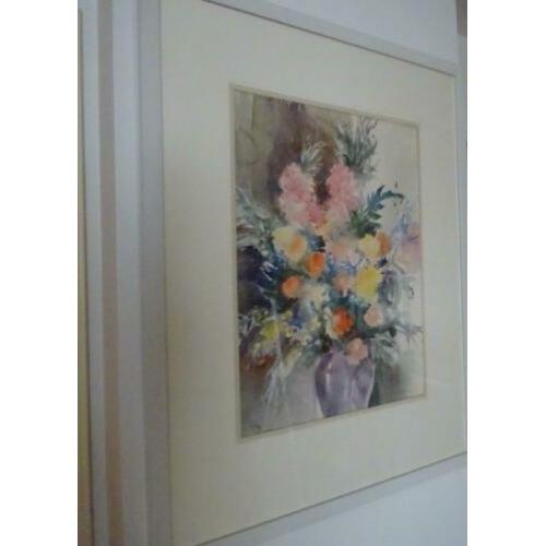 Aquarel Vaas met bloemen is gemaakt door: Hen Euverman (1918
