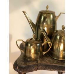 Vintage antieke messing thee en koffie stel