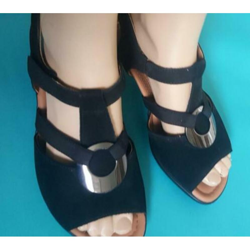 ARA Nieuwe Zwarte Lederen Sandalettes, Mt. 38,5