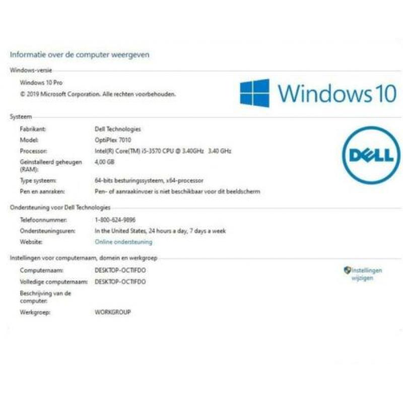 Dell Optiplex 7010 SFF Intel core i5-3570 @3.40 GHz/W10x64NL