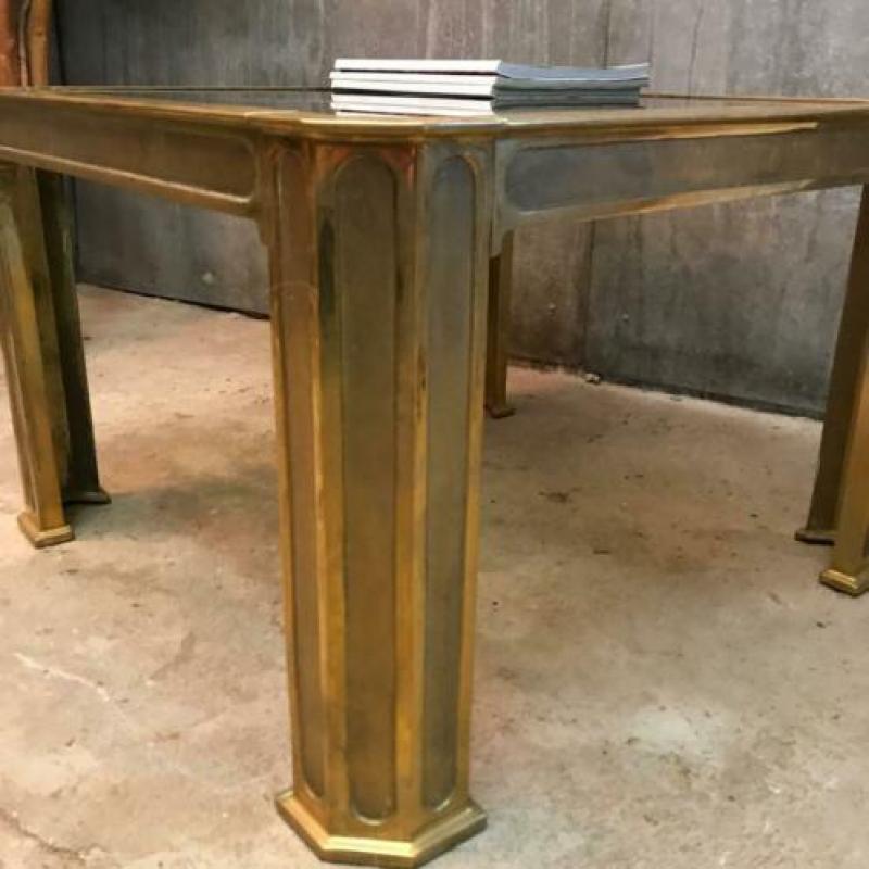 Messing bijzettafel van Heeck brutalist vintage Regency