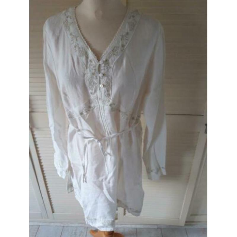YESSICA 40 Linnen witte TUNIEK met borduursels voor 10 euro