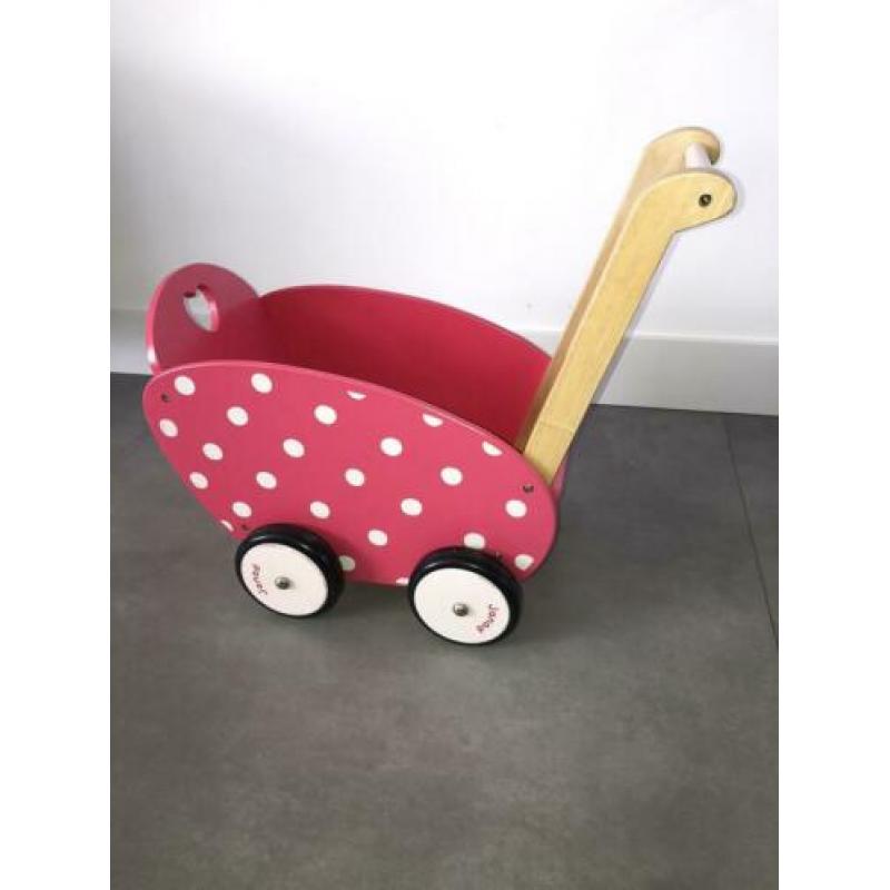 Houten Poppenwagen Janod, wiegje, strijkplank