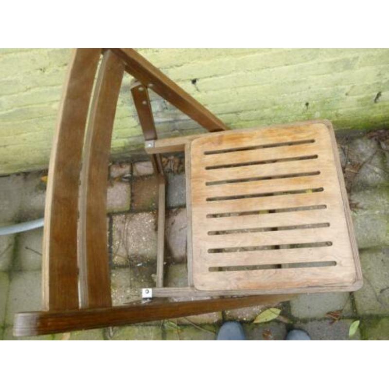 3 houten klapstoelen, vintage, houten zitting,