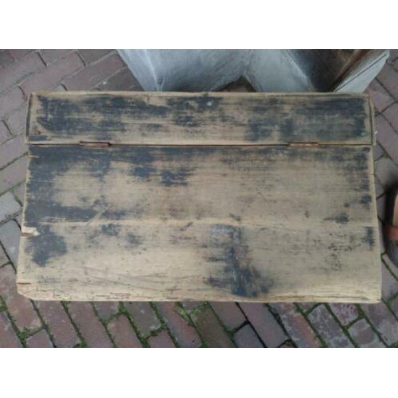 Stoere oude brocante houten kist 65x39x32,5cm *Etage3*