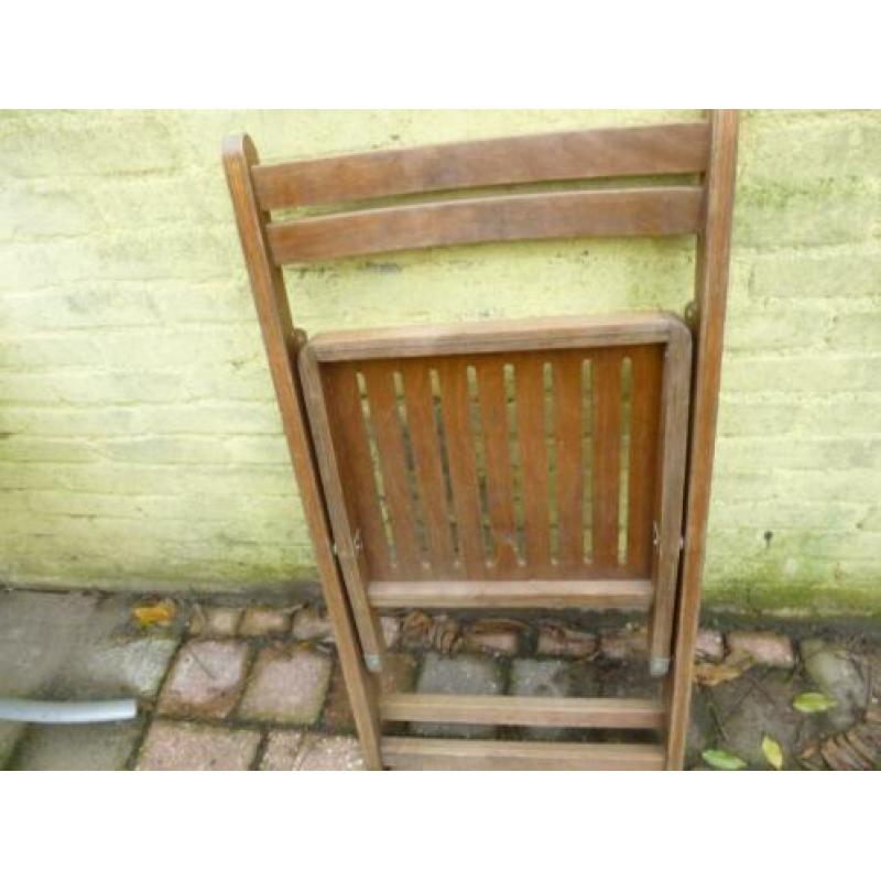3 houten klapstoelen, vintage, houten zitting,